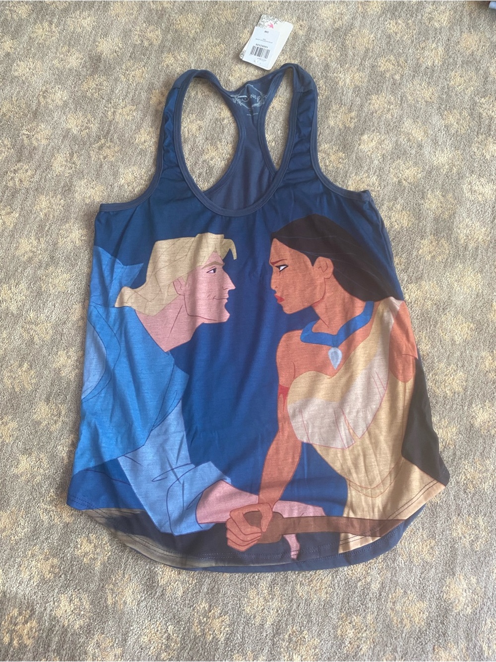 Disney Pocahontas Racerback Tank Top - Blue with Tan and Pink Accents